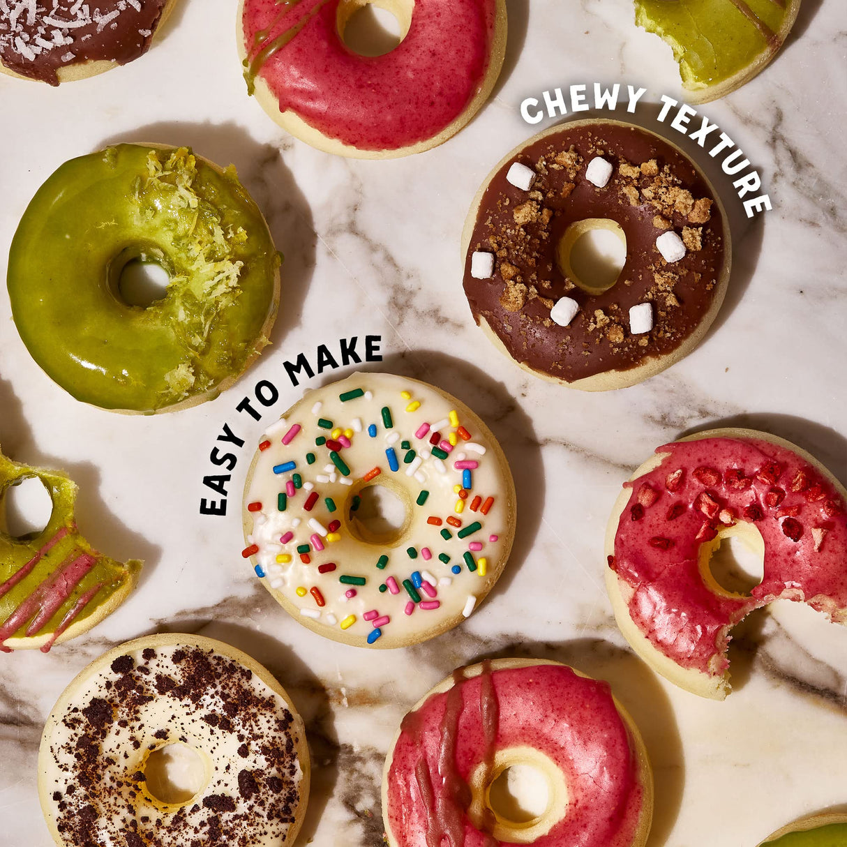 Global Grub DIY Morimoto Mochi Donut Kit - Includes Mochi Donut Mold, Piping Bag, Mochi Flour, Confectioners Sugar, Strawberry, Cocoa & Matcha Green Global Grub