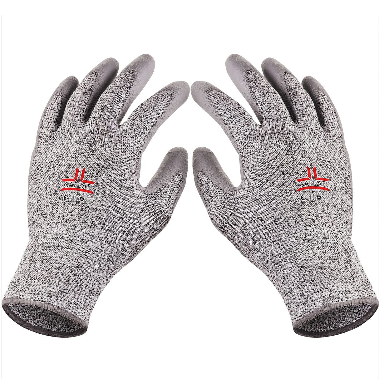 SAFEAT Safety Grip Work Gloves for Men and Women – Protective, Flexible, Cut Resistant, Comfortable PU Coated Palm. Complimentary Ebook Included. SAFEAT
