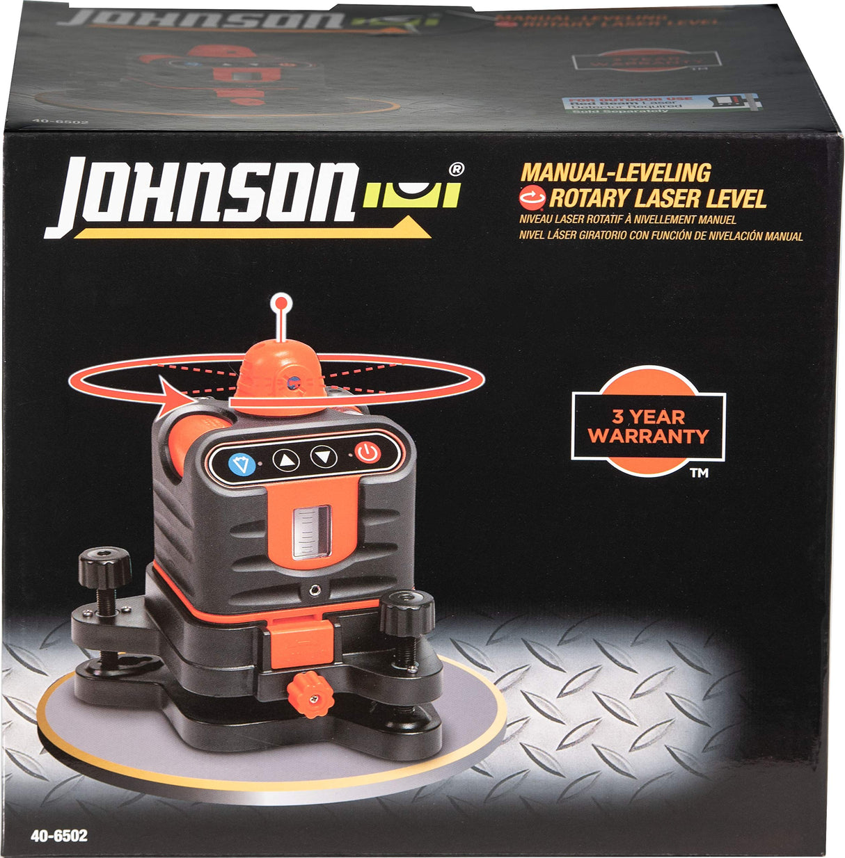 Johnson Level & Tool 40-6502 Manual-Leveling Rotary Laser, Red, 1 Laser, Large Johnson