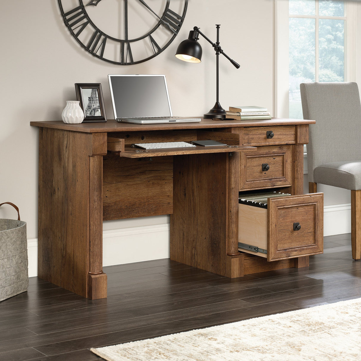 Sauder Palladia Computer Desk, Vintage Oak finish Sauder