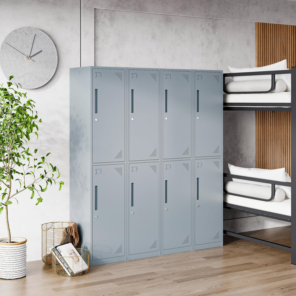 LISSIMO Metal Locker for Employees,Lockable Storage Cabinet with 2 Doors and Hooks,71 Inch Steel Storage Locker for Home Gym Office School LISSIMO