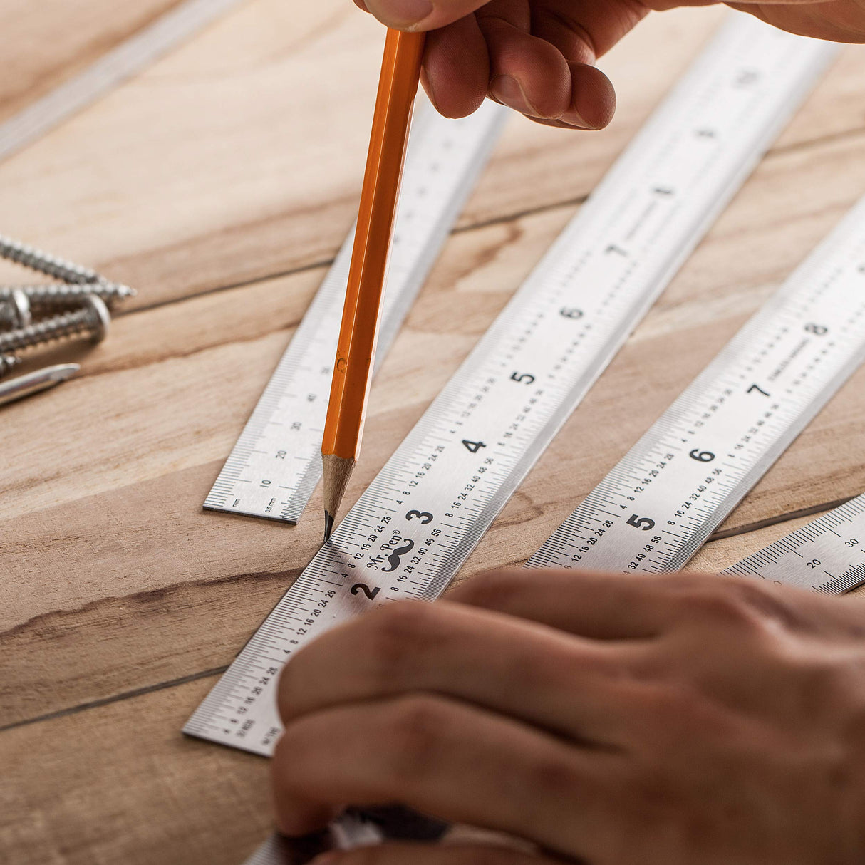 Mr. Pen- Machinist Ruler, 4 Pack (6, 8, 12, 14 inch), Metric Ruler, Millimeter Ruler, (1/64, 1/32, mm and .5 mm), 6 inch Ruler, Stainless Steel Ruler Mr. Pen
