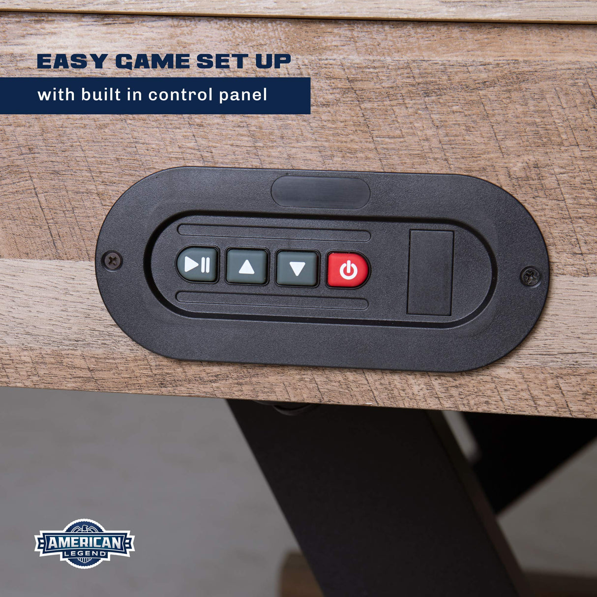 American Legend Kirkwood 84” Air Powered Hockey Table with Rustic Wood Finish, K-Shaped Legs and Modern Design American Legend