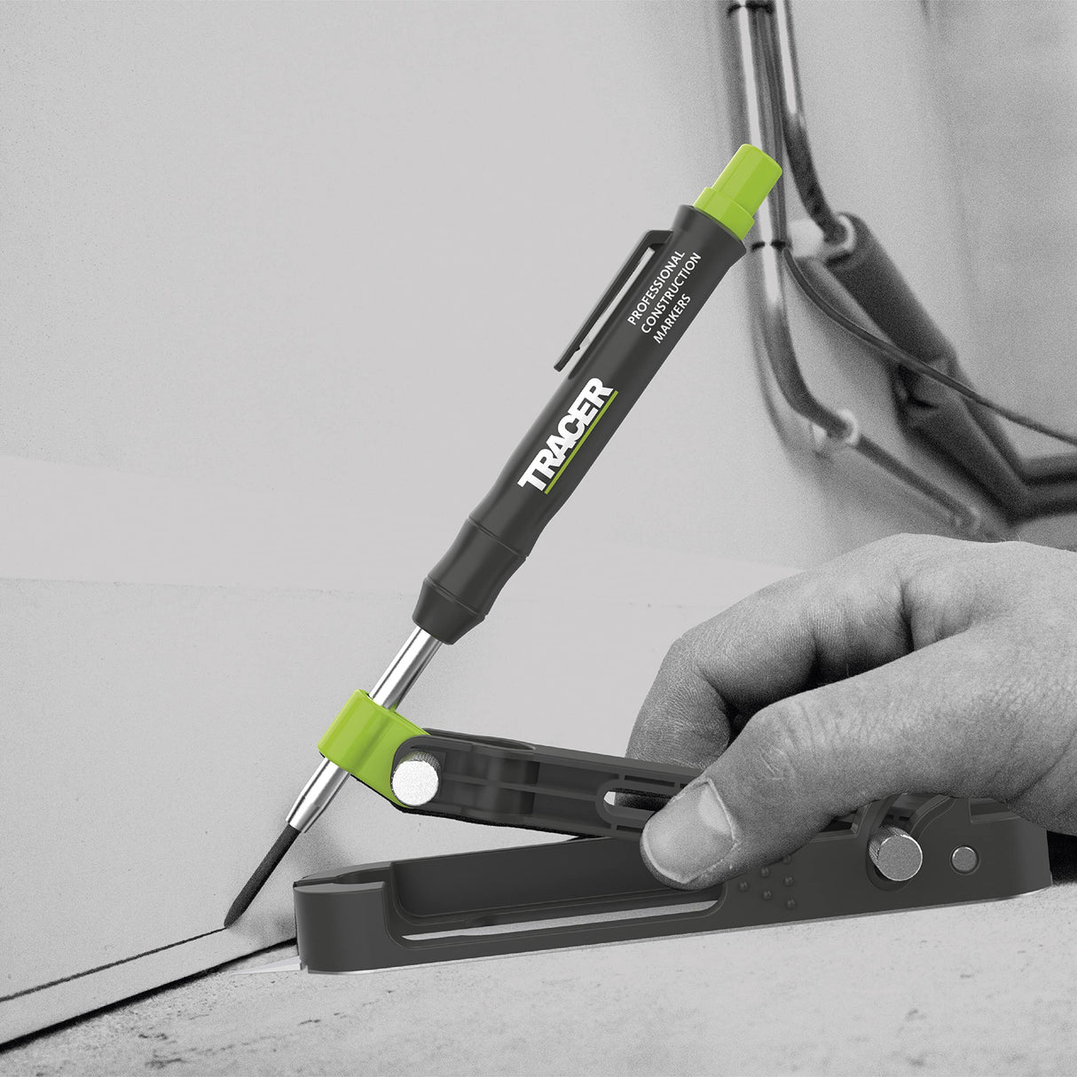 TRACER ProScribe Tool with Deep Hole Pencil, 6X Replacement Lead Holster and Carry Case (Multi-Function Scribe Tool) Enposmre Tracer