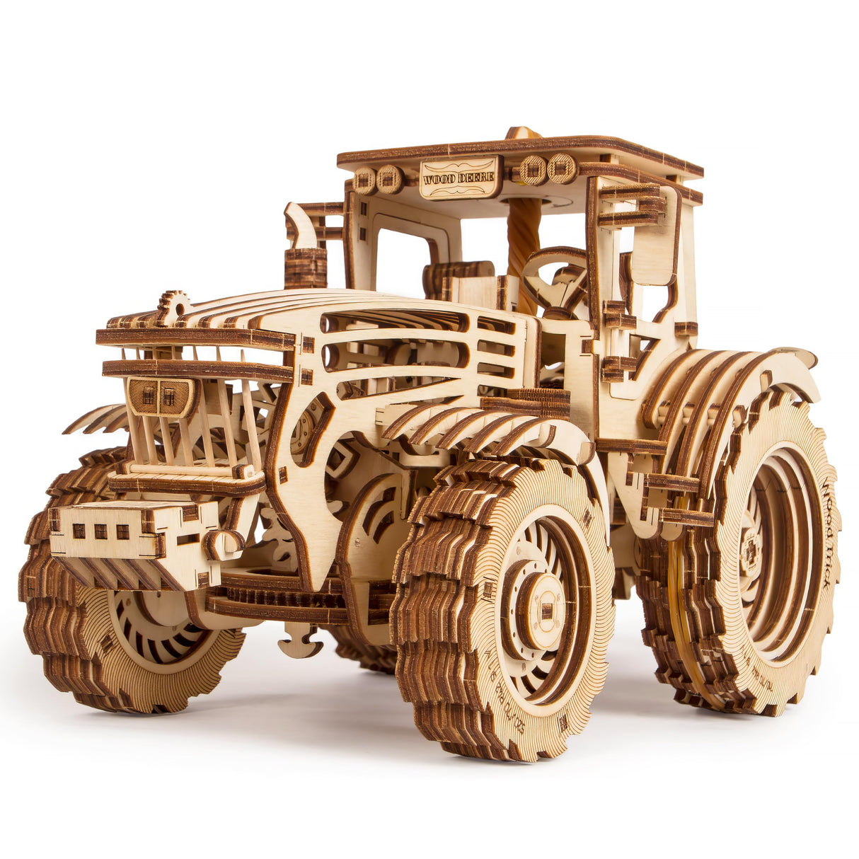 Wood Trick Wooden Mechanical Tractor Model Kit to Build for Adults and Kids - 11x7″ - 2 Speeds - Wooden 3D Puzzles for Adults and Kids to Build - Wood Trick