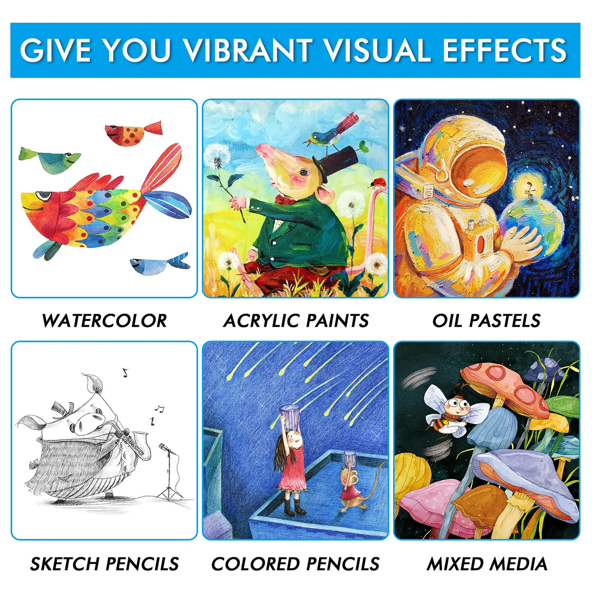 Shuttle Art 118 Piece Deluxe Art Set, Art Supplies in Wooden Case, Painting Drawing Art Kit with Acrylic Paint Pencils Oil Pastels Watercolor Cakes Shuttle Art