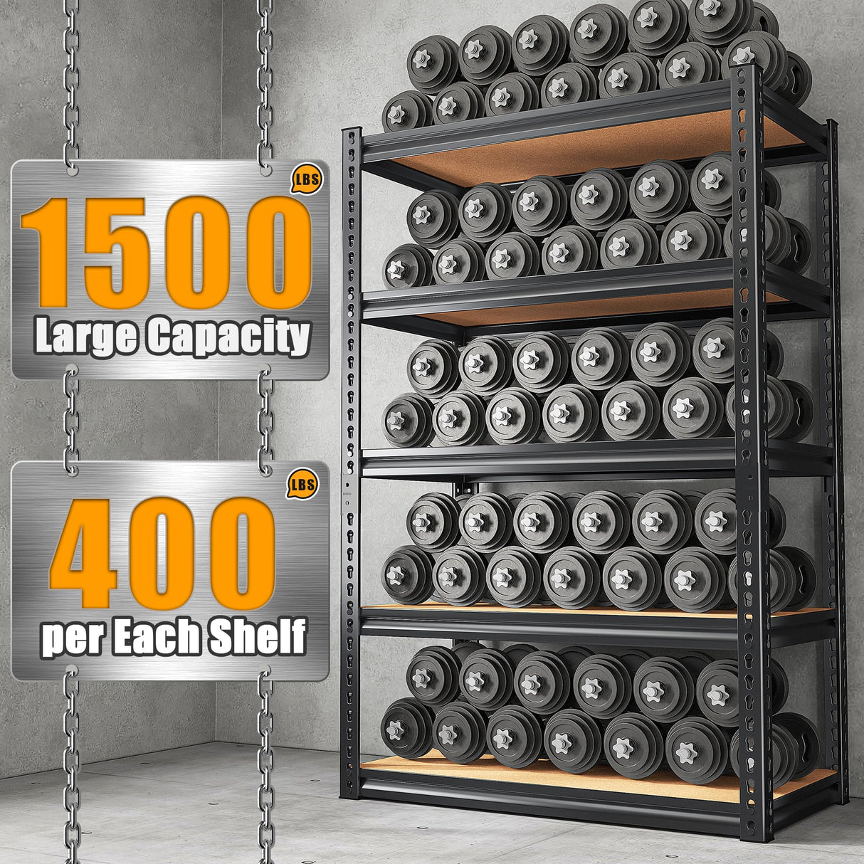 Bepatio Garage Shelving 5 Tier Storage Shelves Heavy Duty Shelving Adjustable Garage Storage Shelves Metal Shelves for Storage Loads 1500LBS Metal Bepatio