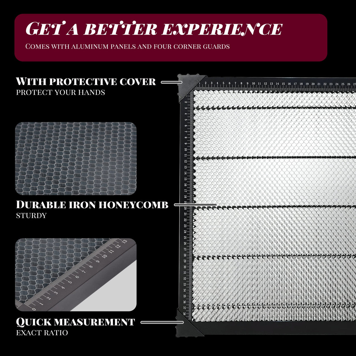 Doppy Laser Bed, Honeycomb Laser Bed 17.32” x17.32”x 0.87" Honeycomb Working Table for CO2 or Diode Laser Engraver Cutting Machine, Honeycomb Working Doppy