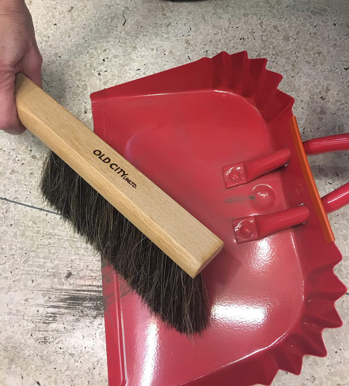 Dustpan Bench Woodworking Brush-USA 13 inch Horsehair Brushes are Used for Counter, Furniture, Drafting, Patio, Fireplace Cleaning, Shop Brush, Old City Unltd.