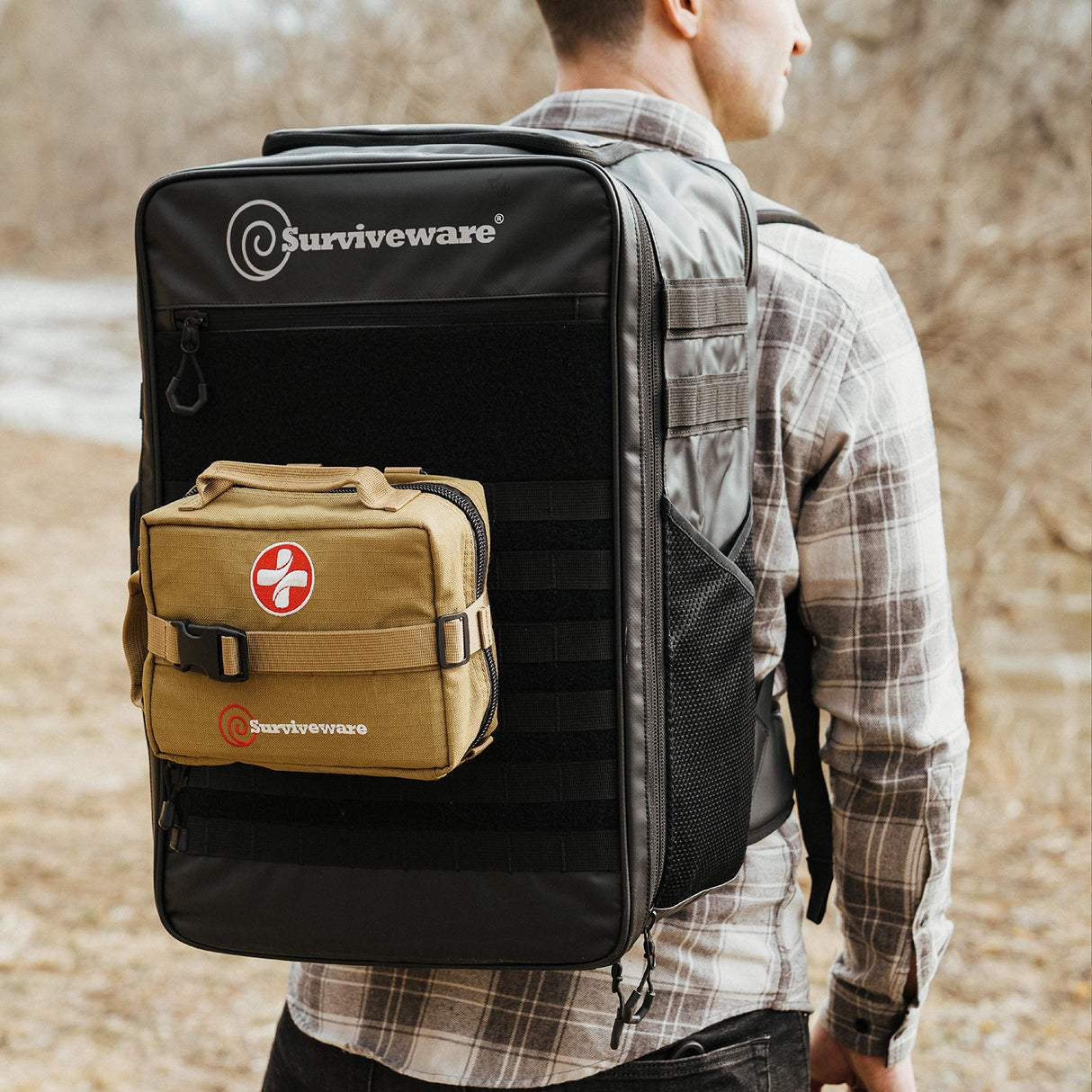 Surviveware Survival First Aid Kit - Emergency Preparedness at Home, Car, Office, Hiking, Camping & Outdoors Activities - 180 pcs Medical Supplies Surviveware