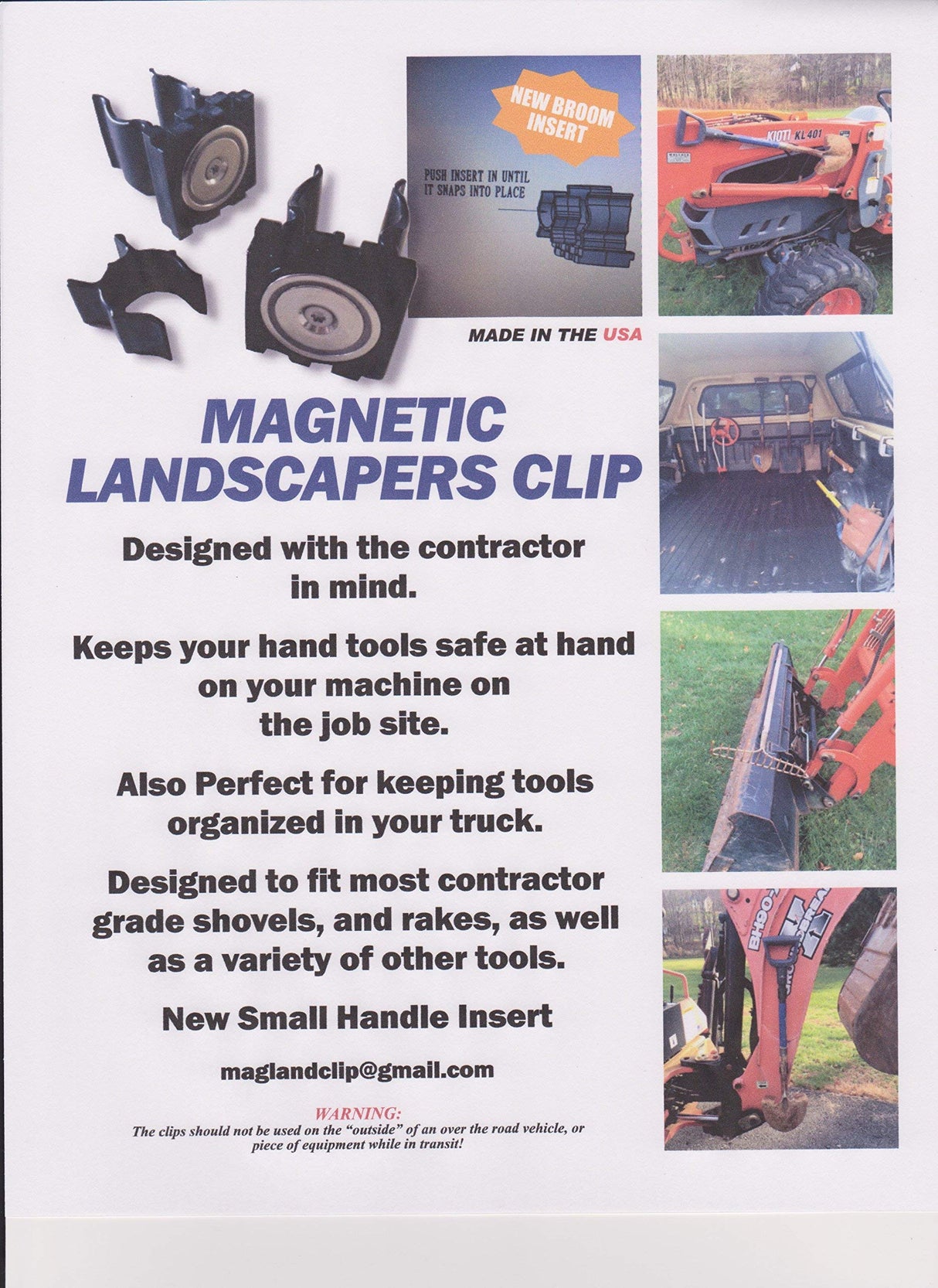 Landscapers Clip. A Magnetic Tool Holder for Yard Tools, Hand Tools, Shovel, Rake and More MTM