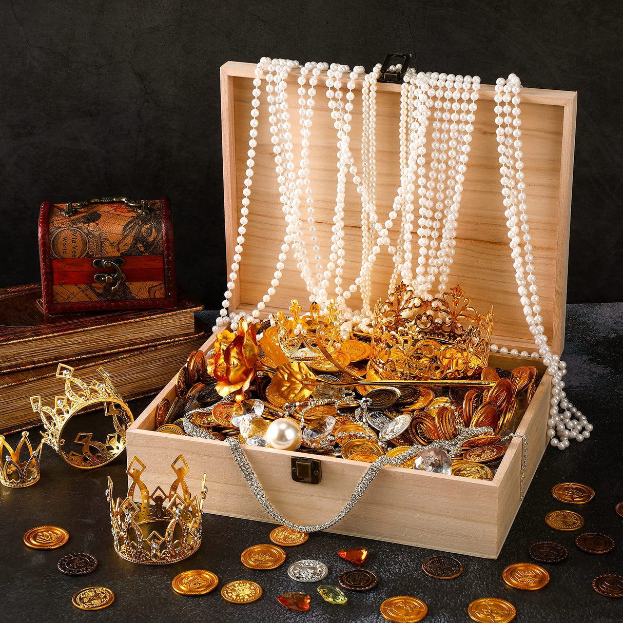 4 Pcs Unfinished Wooden Box with Hinged Lid and Front Clasp Rectangle Wood Box Wooden Storage Box Keepsake Box Natural DIY Craft Stash Boxes for Gift Yookeer