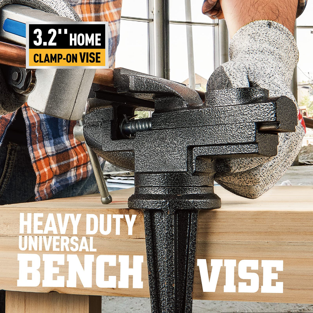 Table Vise or Bench Vise Universal, 360° Swivel Clamp-On Vise Portable Home Vice 3.2'' for Woodworking, Cutting Conduit, Drilling, Metalworking STEINBRÜCKE