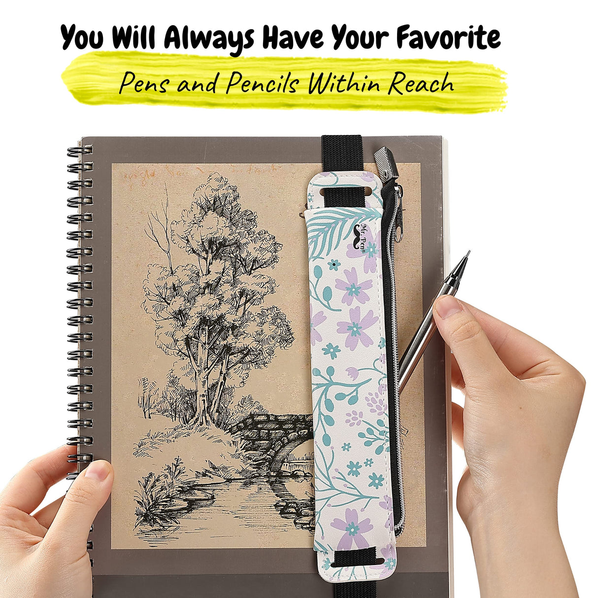 Mr. Pen - Adjustable Leather Pen Holder, 2 Pcs, 8" x 1.5" Mr. Pen