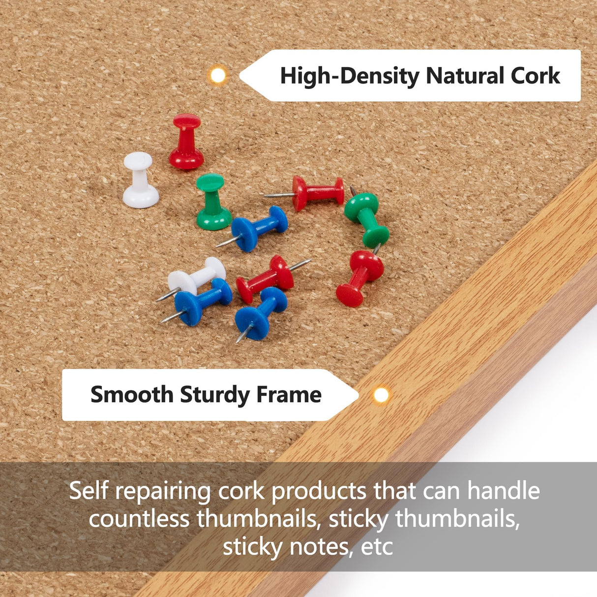 Board2by Cork Board Bulletin Board 24 x 36, Wood Framed Corkboards for Wall Decor, Hanging Office Message Board, Large Wall Mounted Notice Pin Board Board2by