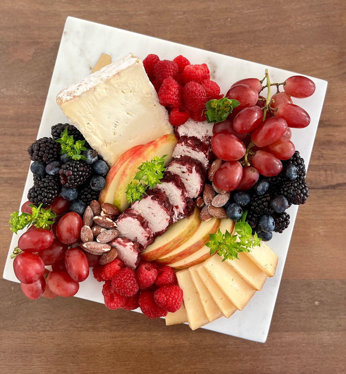 Boards by Bleu Monogram Marble Cheese Board, Personalized Charcuterie Board with Brass Initial, Christmas and Wedding Gift for Couples, Hosting and Boards by Bleu