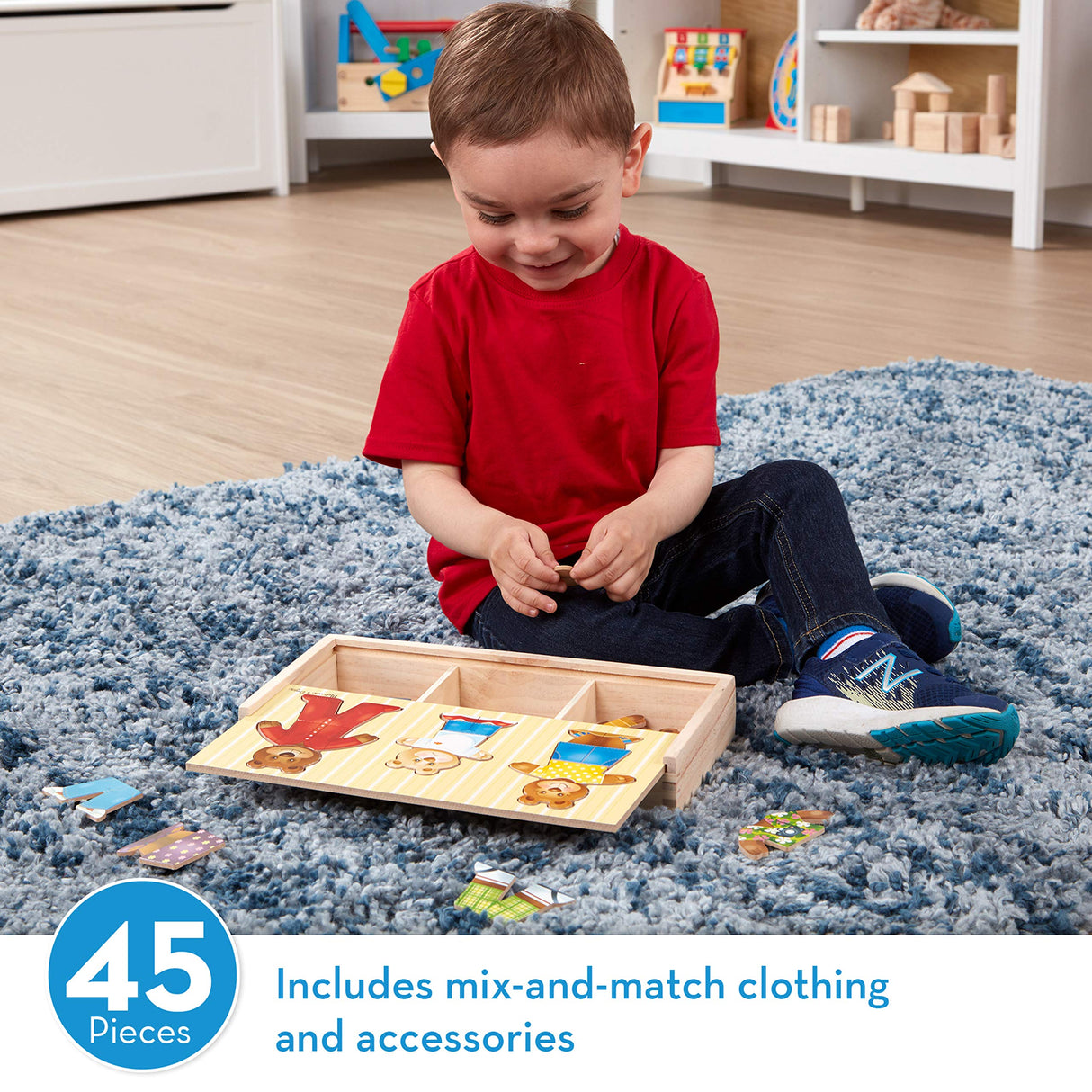 Melissa & Doug Mix 'n Match Wooden Bear Family Dress-Up Puzzle With Storage Case (45 pcs) - Wooden Teddy Bear Puzzle, Sorting And Matching Puzzles Melissa & Doug