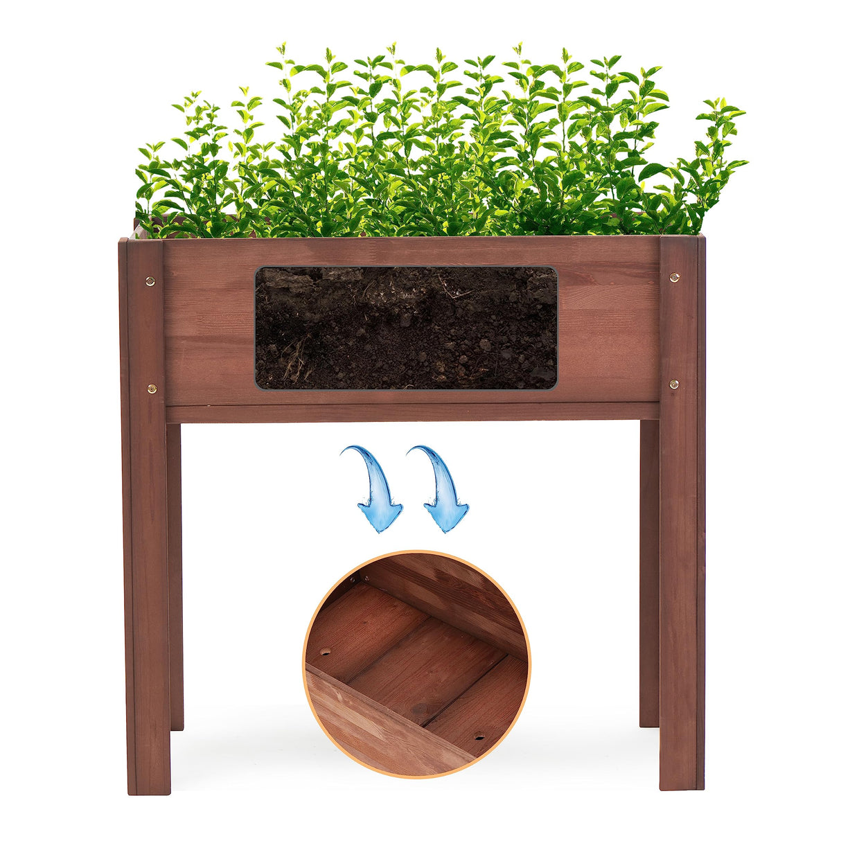 Raised Garden Bed with Legs, 31x16x31'', Outdoor Wood Elevated Planter Box, Grey Cedar, Thick Legs, w/Liner SoliWood