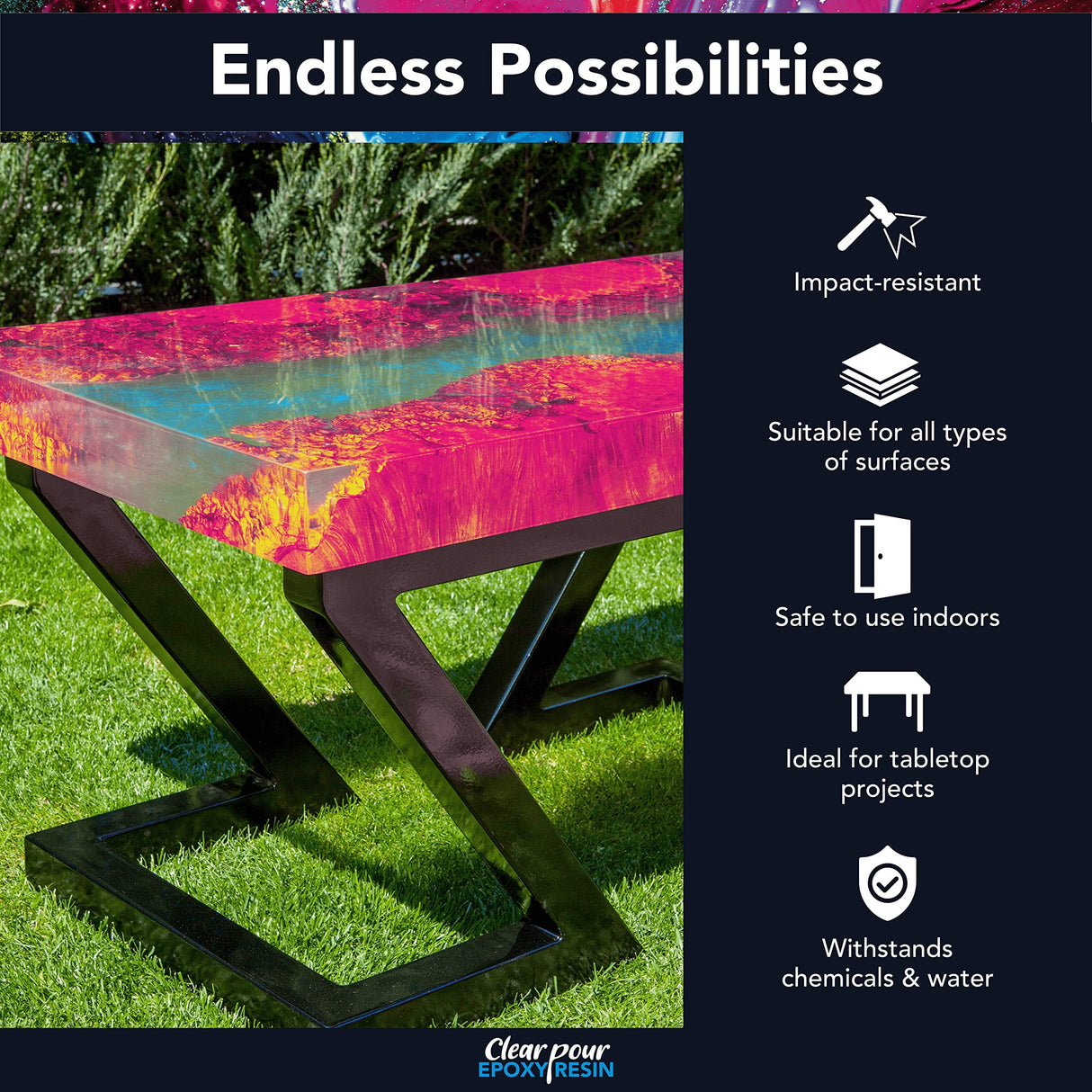 Clear Pour 32oz Epoxy Resin Kit - Premium Crystal Clear Epoxy Resin Kit - Art Resin, Craft, Jewelry Casting, DIY, Tumblers, Wood & Resin Molds Clear Pour