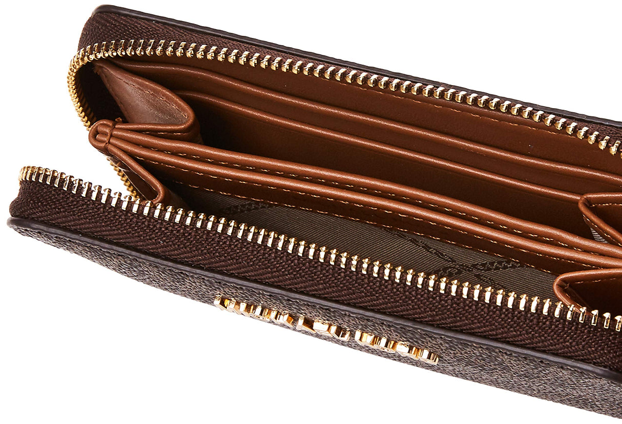 Michael Kors Jet Set Small Zip Around Leather Card Case Brown/Acorn One Size Michael Kors