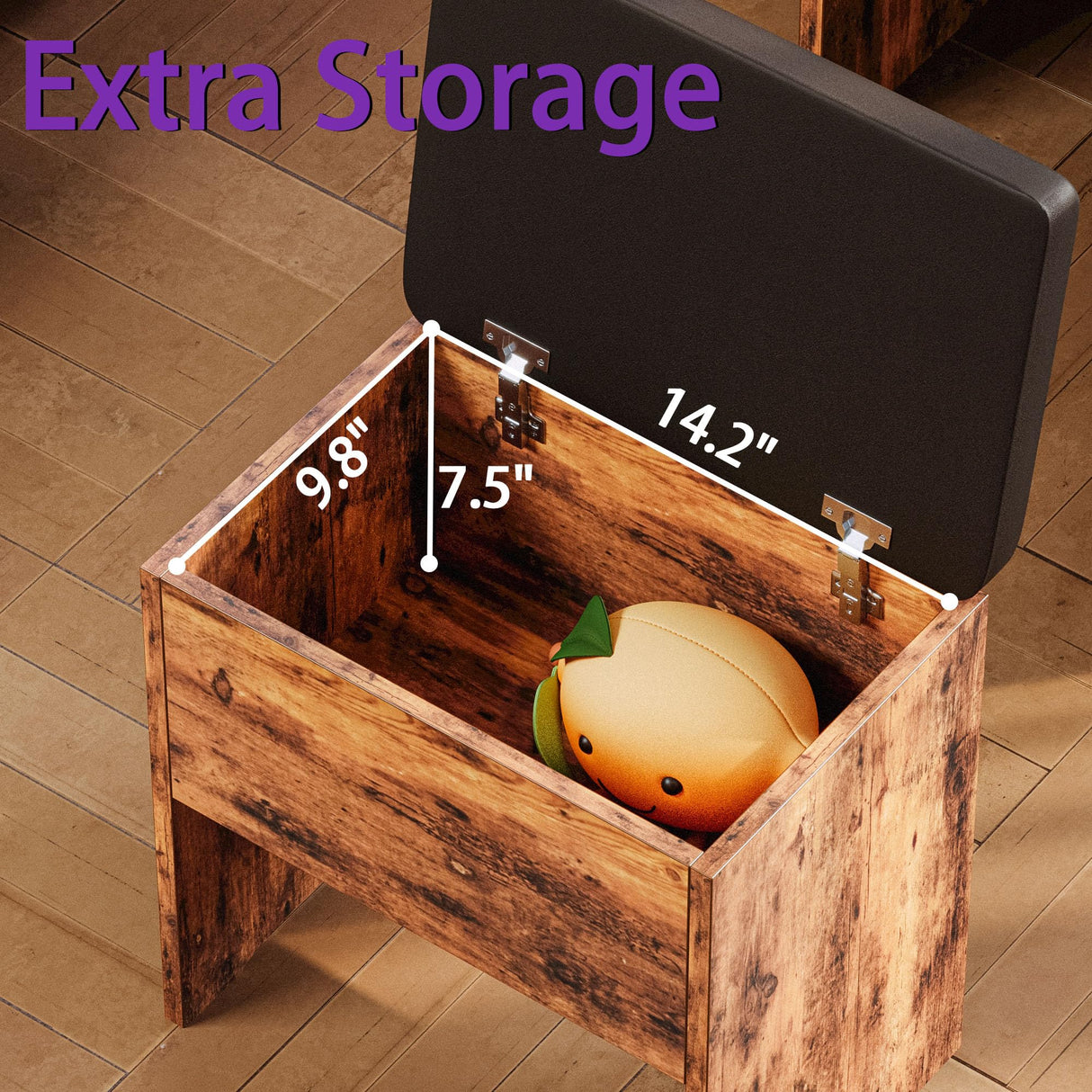 LIKIMIO Small Makeup Vanity Desk with Mirror and Lights, Vanity Table Set with Storage Drawer & Chair & 3 Shelves, Bedroom, Vintage Brown LIKIMIO