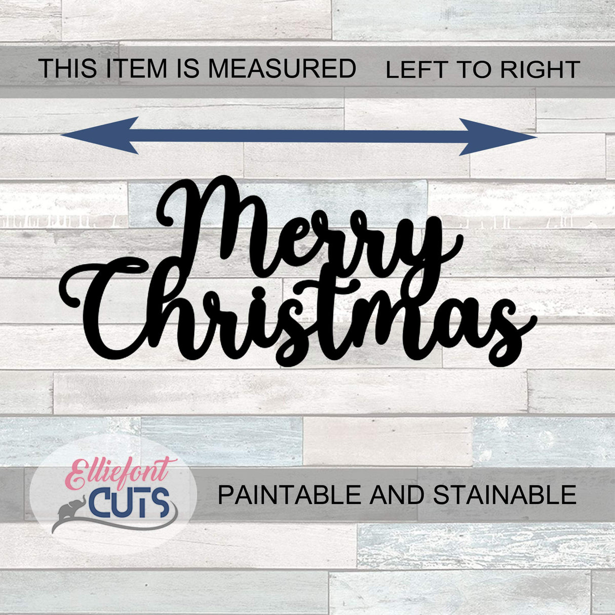 Merry Christmas Wood Cutouts for crafts, Laser Cut Wood Shapes 5mm thick Baltic Birch Wood, Multiple Sizes Available Elliefont Styles