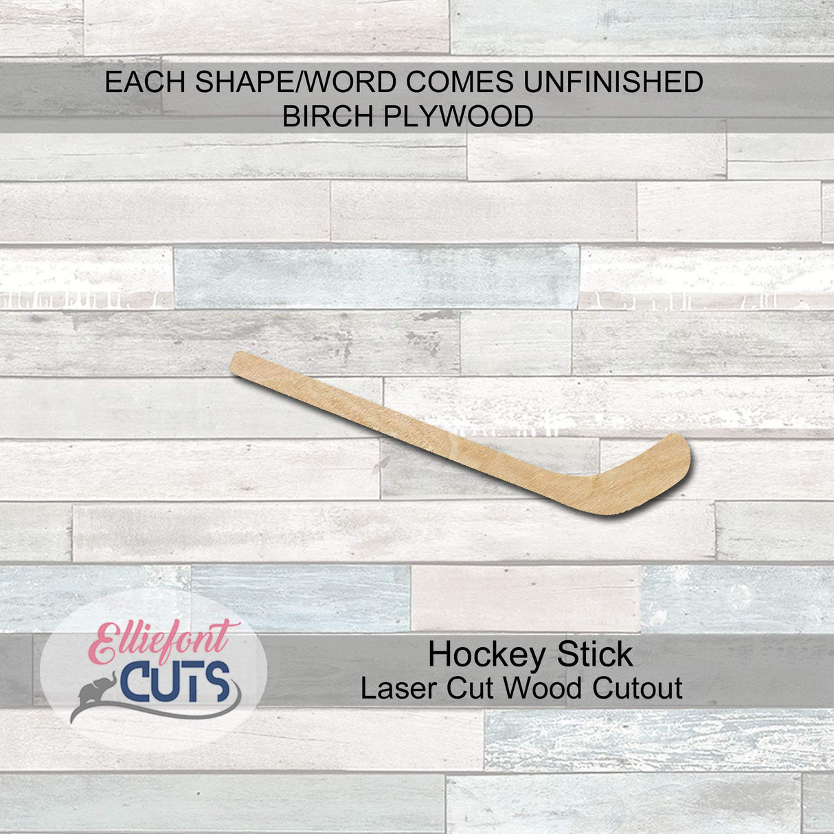 Hockey Stick Wood Cutouts for crafts, Laser Cut Wood Shapes 5mm thick Baltic Birch Wood, Multiple Sizes Available Elliefont Styles
