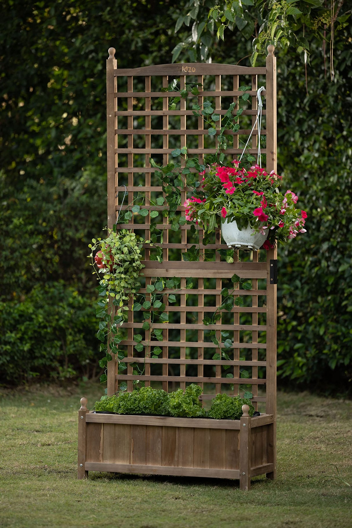 Idzo Raised Garden Bed with Trellis, Durable Oil Coated Planter with Trellis, 71 Inches Height Vertical Gardens Outdoors with Convenient Non Woven IDZO