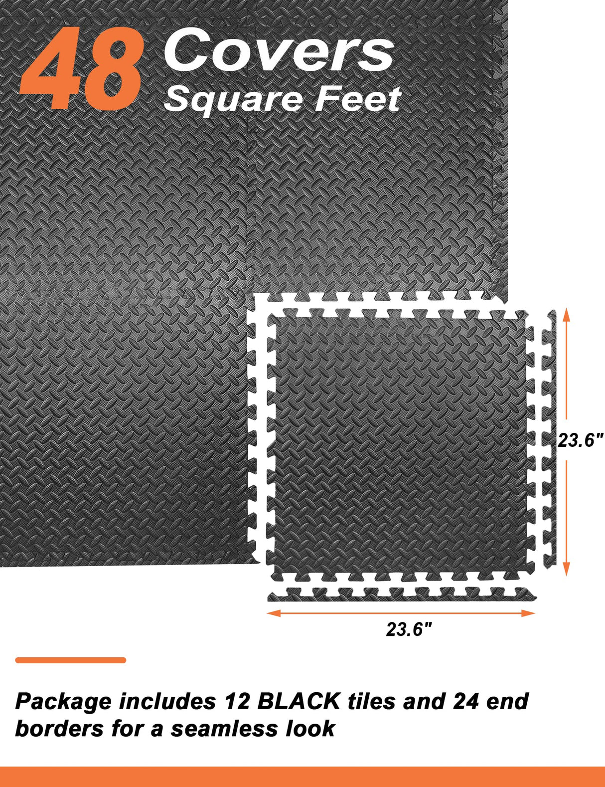 innhom 12 Tiles, 46 SQ. FT Gym Mat Exercise Mat Puzzle Foam Mats Gym Flooring Mat Interlocking Foam Mats with EVA Foam Floor Tiles for Gym Equipment innhom