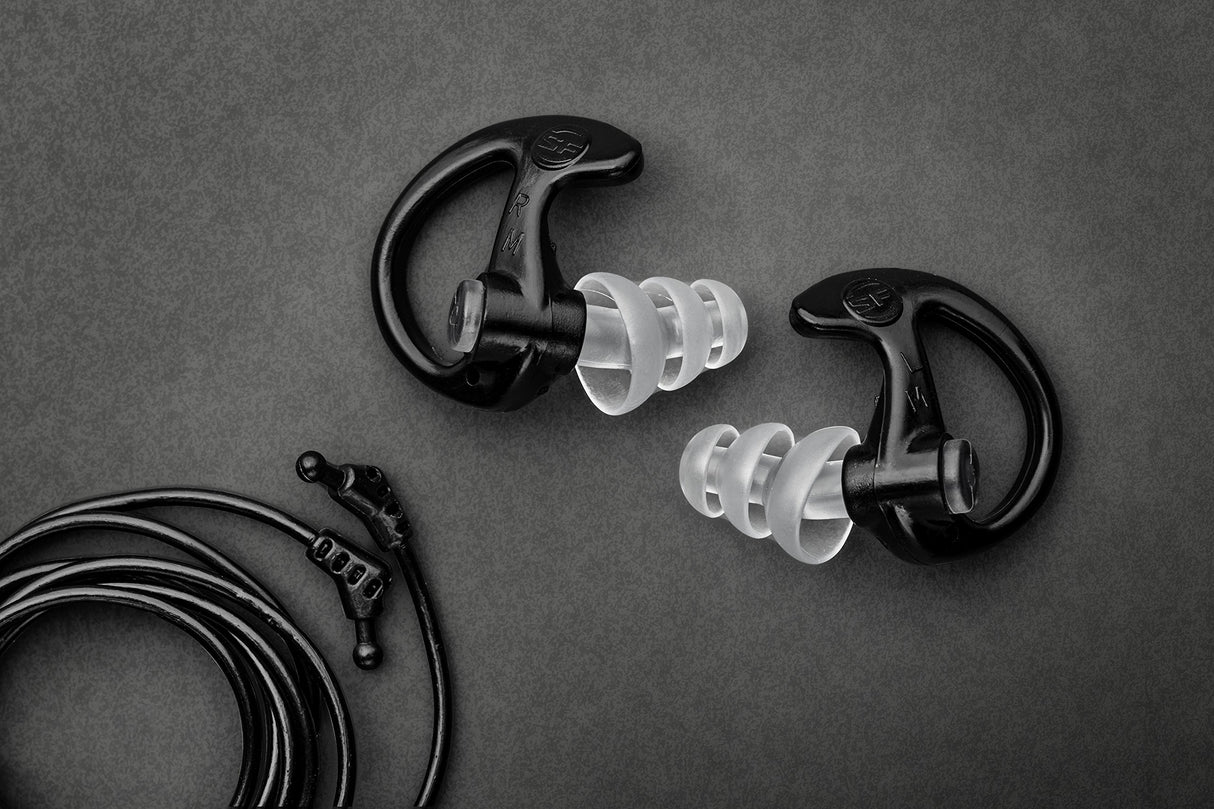 SureFire EP5 Sonic Defenders Max Full-Block Earplugs, triple flanged design, reusable, Black, Medium SureFire