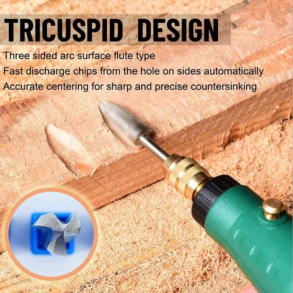 Wood Carving Tools for Rotary Tool, 5 PCS HSS Woodworking Tools Engraving Drill Bit Set Wood Crafts WoodArtSupply