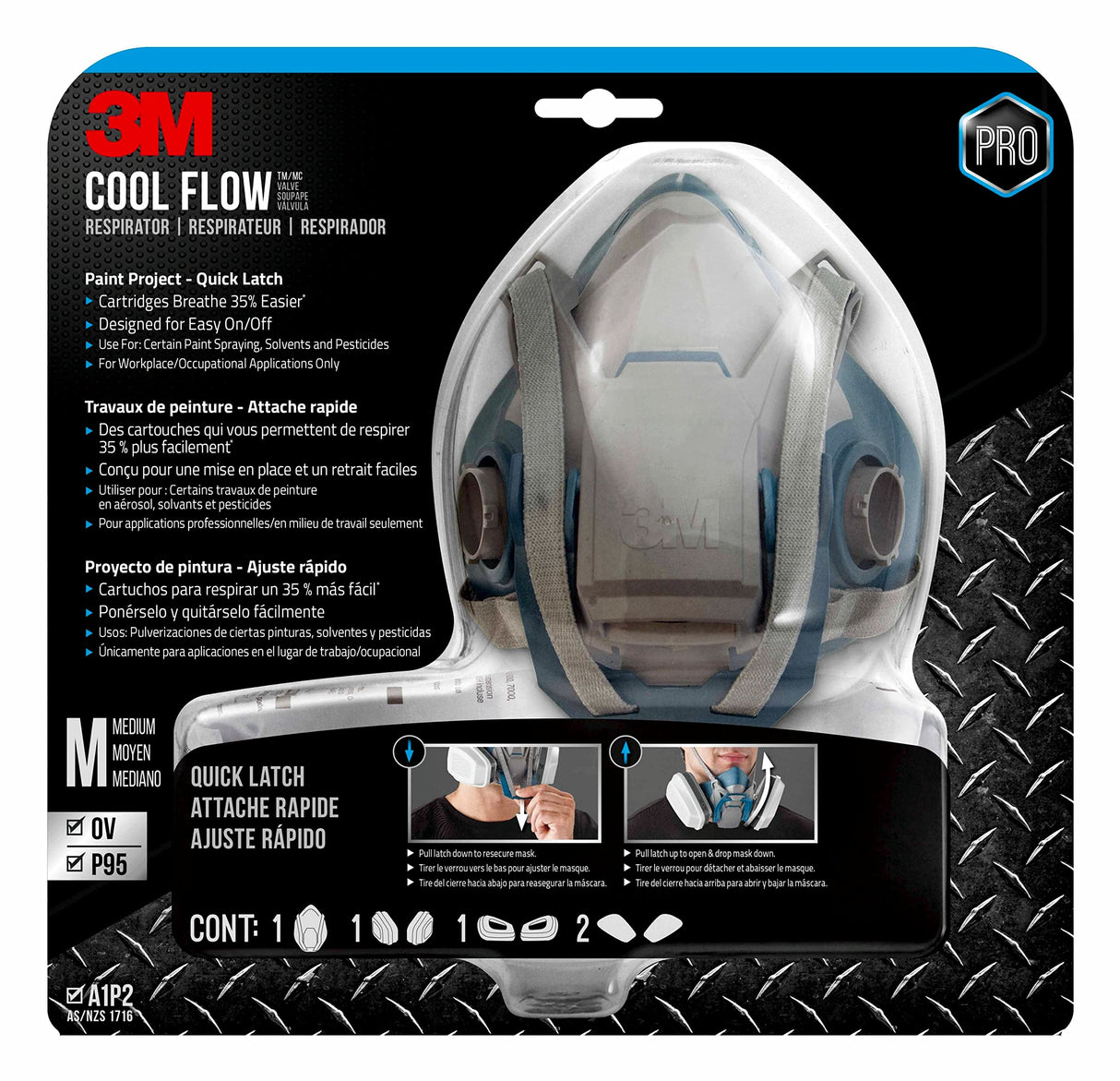 3M Paint Project Respirator with Quick Latch (1 Pack), Medium 3M