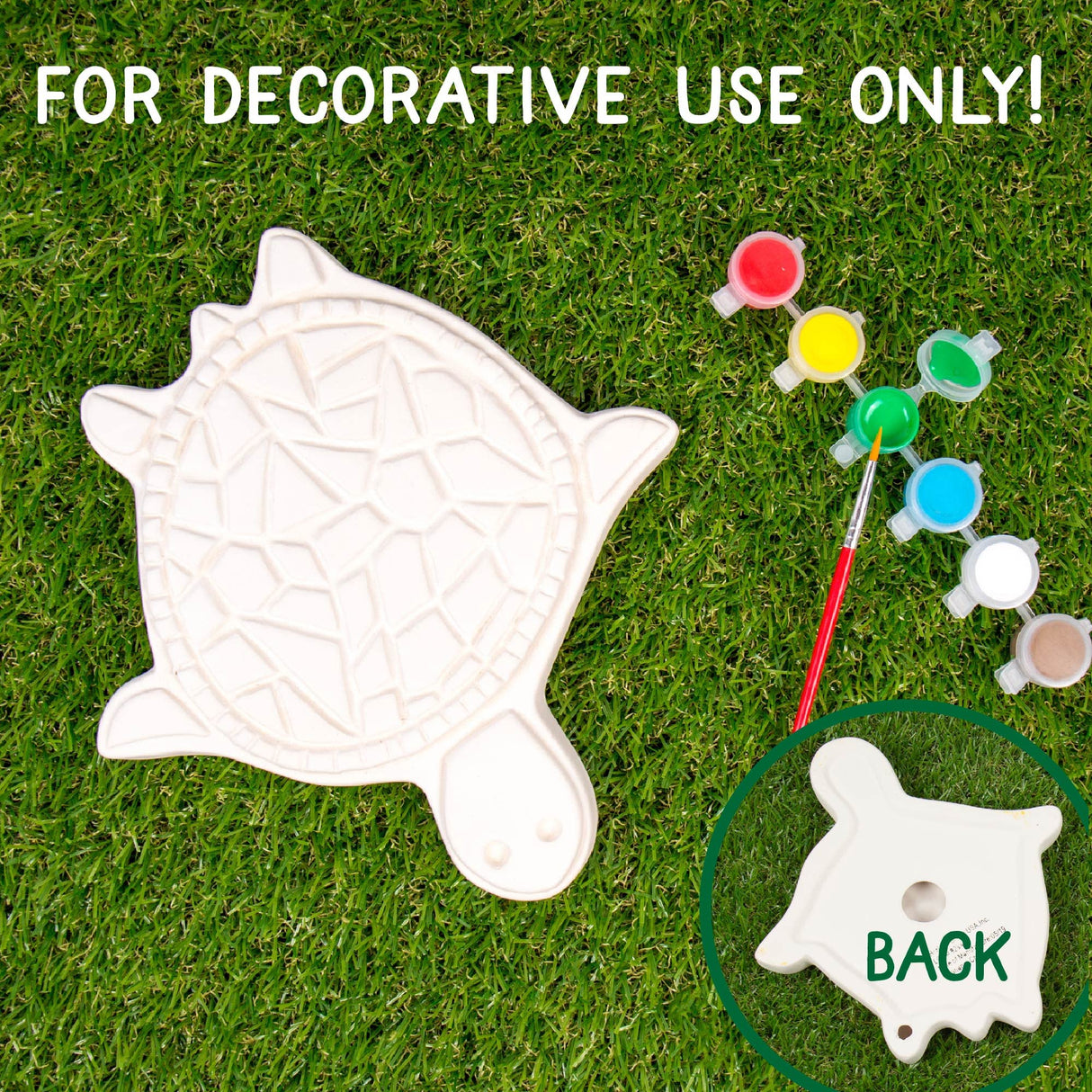 Creative Roots Mosaic Turtle Stepping Stone, Includes 8.25" Ceramic Stepping Stone & 6 Vibrant Paints, Mosaic Stepping Stone Kit, Paint Your Own Creative Roots