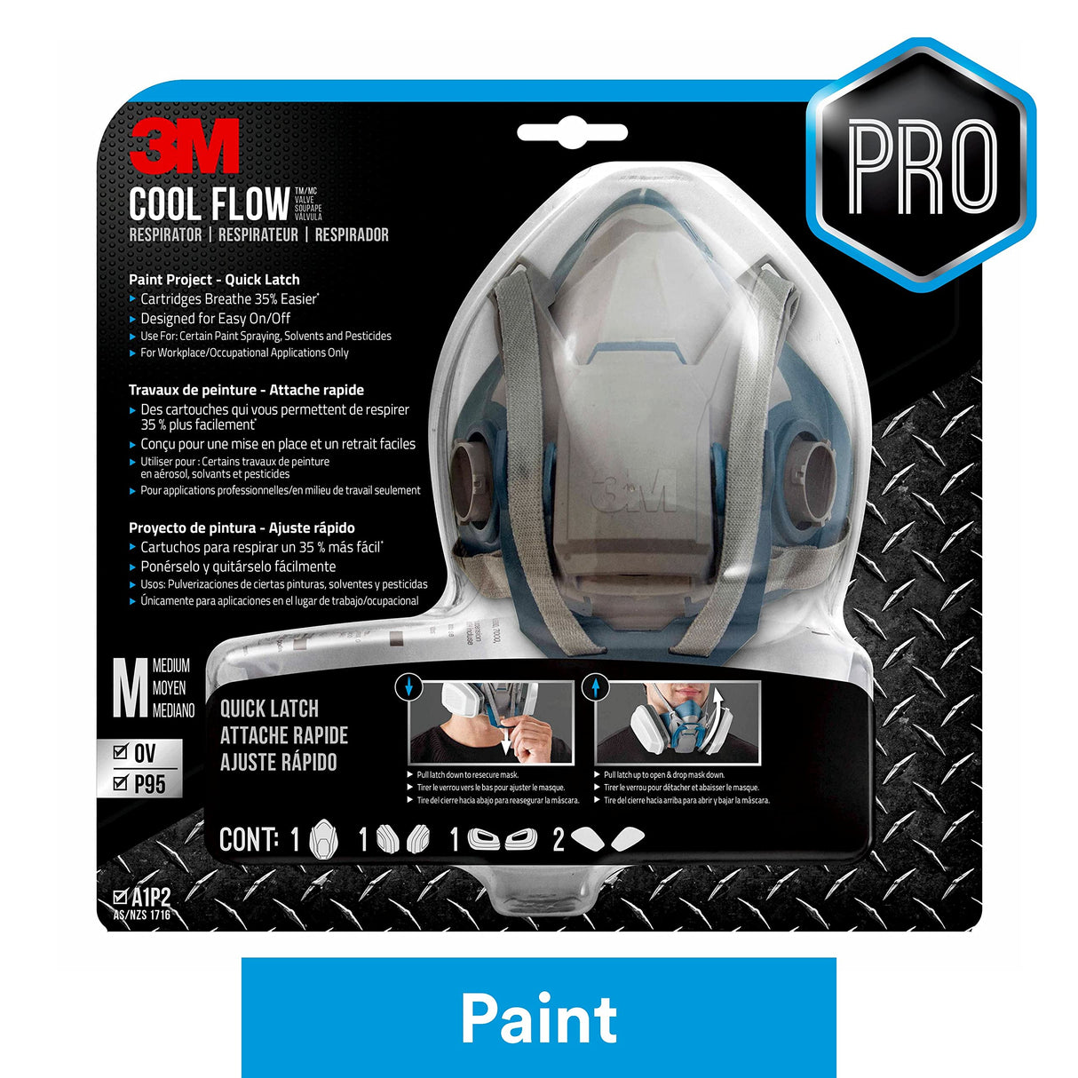 3M Paint Project Respirator with Quick Latch (1 Pack), Medium 3M
