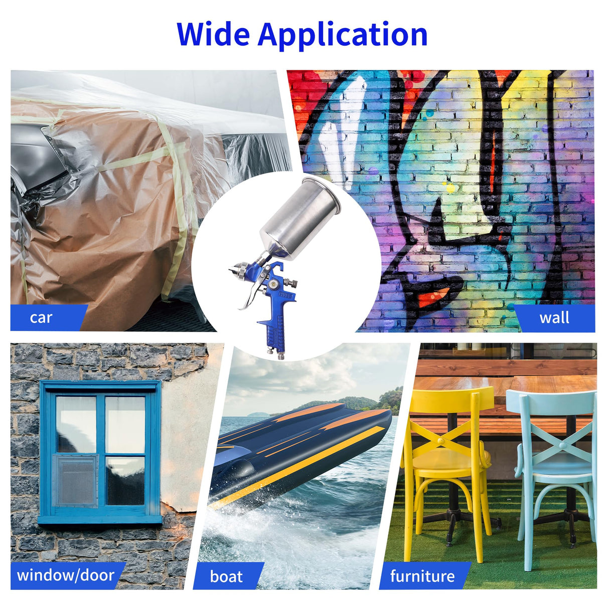 Zeinlenx HVLP Gravity Feed Spray Gun, Automotive Air Paint Spray Gun Kit with 4 Nozzles,1.4mm 1.7mm 2.0mm and 2.5mm, 1000cc Aluminum Cup, Suitable Zeinlenx