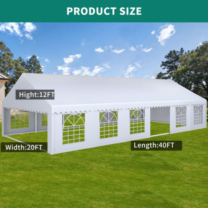 YITAHOME 20x40FT Party Tent Heavy Duty PVC Wedding Event Shelters White Upgraded Galvanized Ripple Canopy with Large Roof Removable Sidewalls & 4