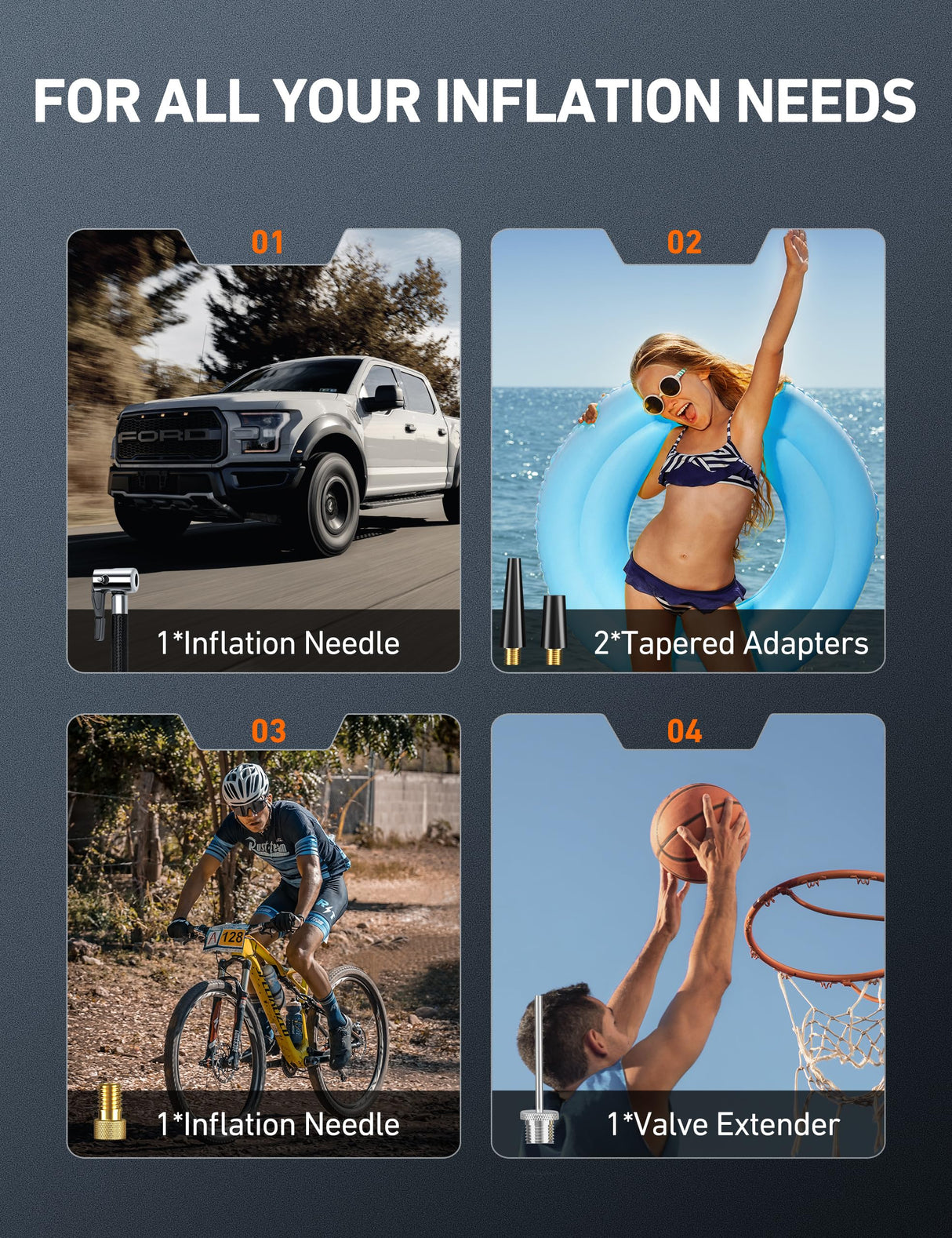 AstroAI Tire Inflator Air Compressor 12V DC Portable Air Compressor Car Accessories Auto Tire Pump 100PSI with LED Light Digital Air Pump for Car AstroAI