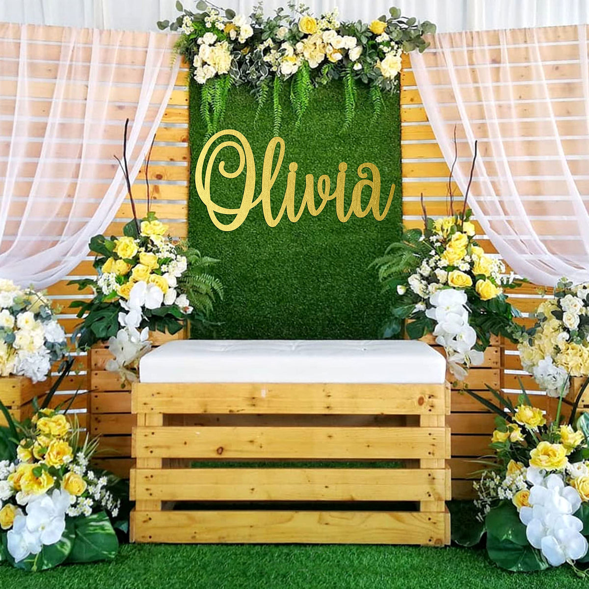 Personalized Nursery Décor 6" - 60" Wide, Custom Wooden Name Sign, Name Sign for Boy or Girl, Wedding Shower Gift, Personalized Children's Room Sign LONG DOORS