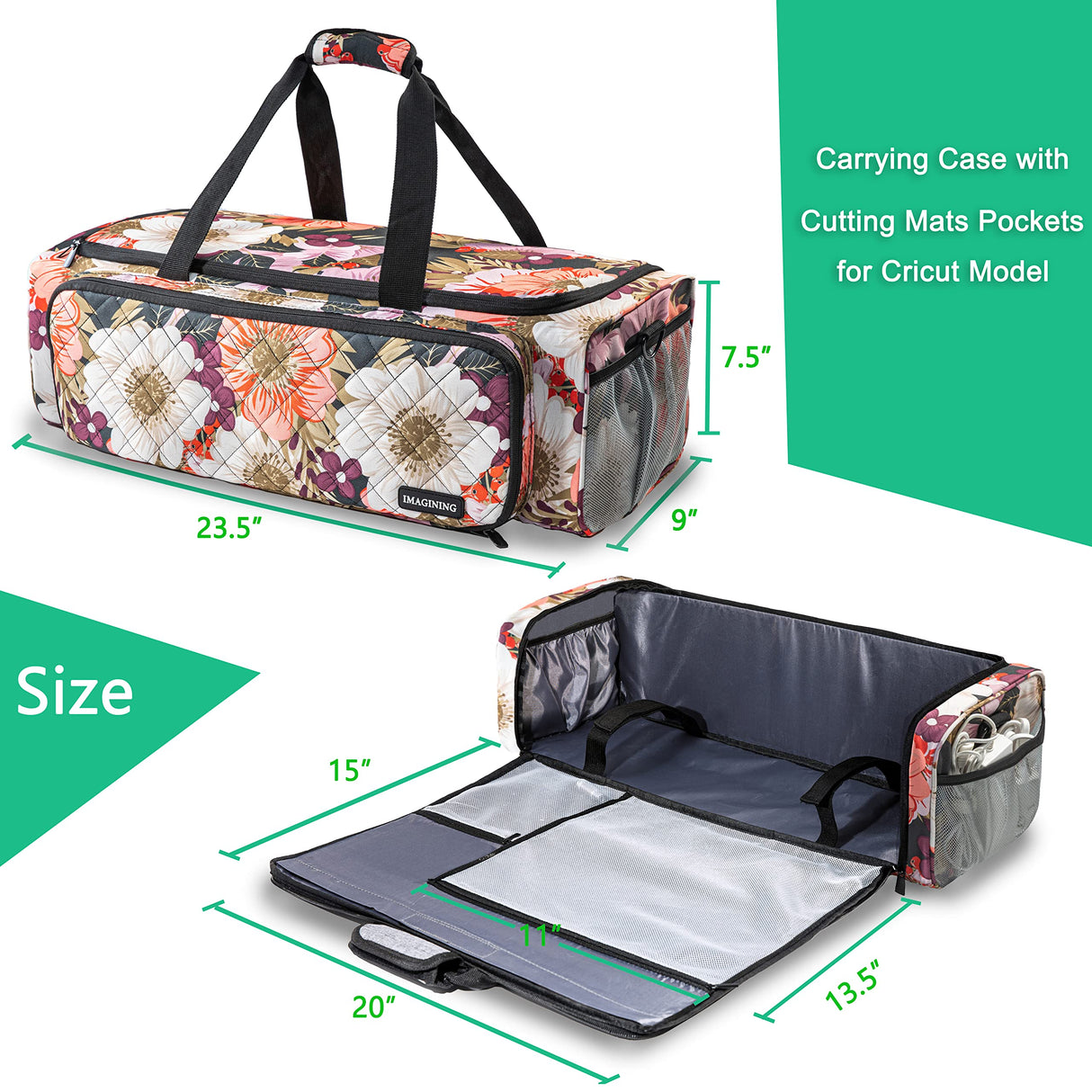 IMAGINING Carrying Case Bag Compatible with Cricut Maker, Maker 3, Explore Air 2, Explore 3, Large Opening Cricut Storage for Cricut Accessories IMAGINING