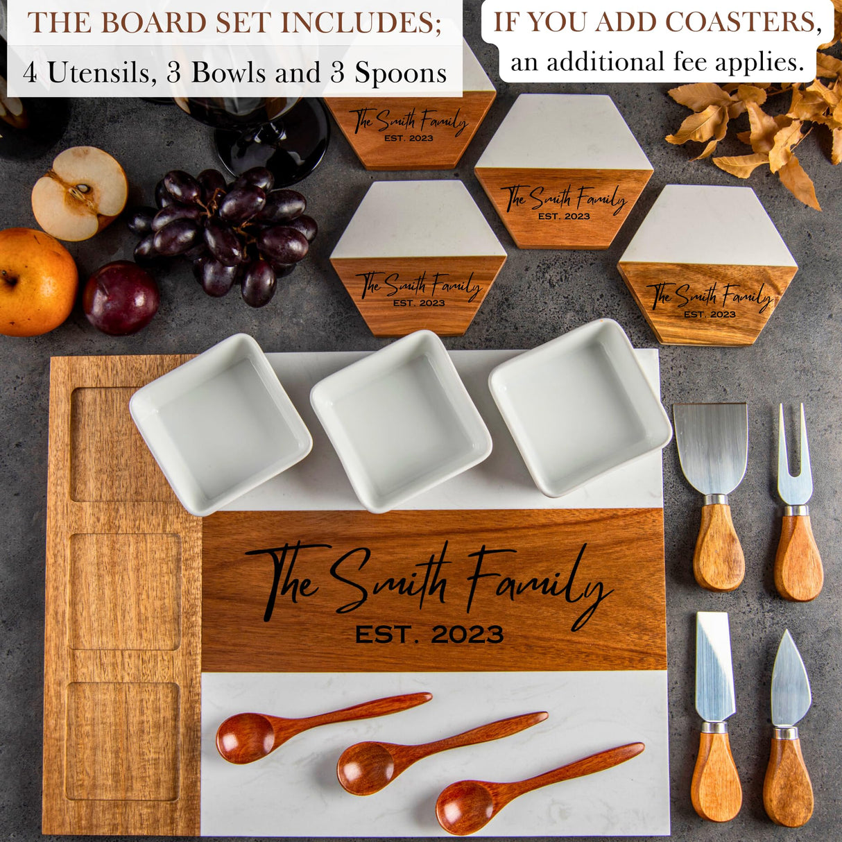 Personalized Charcuterie Board - Large Cheese Board for Wedding and Anniversary Gifts for Women. Perfect Wedding, Christmas, New home and Bridal craft corner house