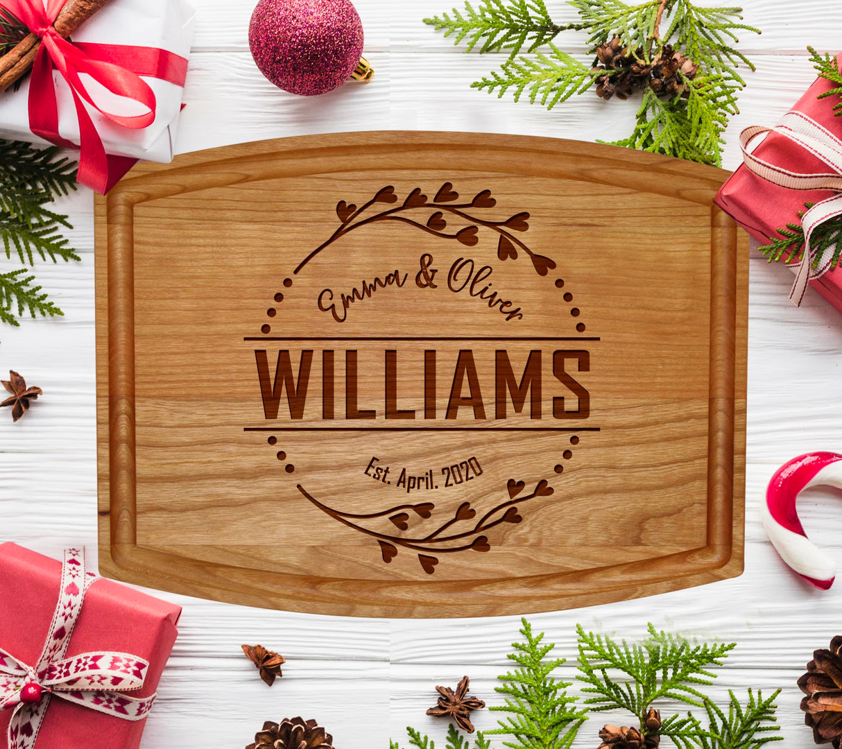 Silverhill Design Custom Wood Cutting Board Gift:Perfect Wedding & Anniversaries! Personalized Charcuterie Cheese Board for Couples, Friends, & Generic