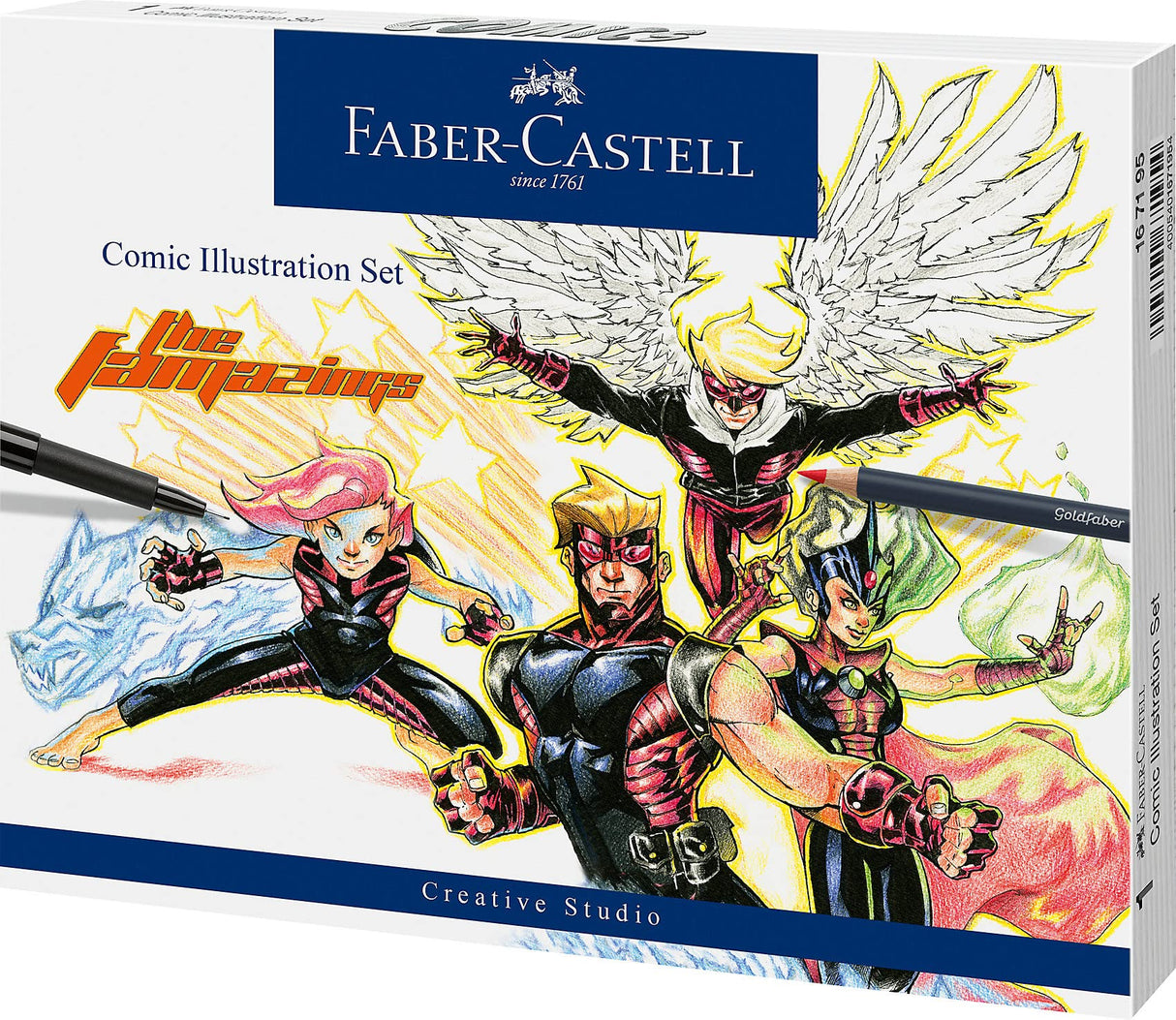 Faber-Castell Comic Illustration Set - The Famazings Superhero Comic Book Drawing Kit - Draw with Pitt Artist Pens & Goldfaber Coloring Pencils Faber-Castell