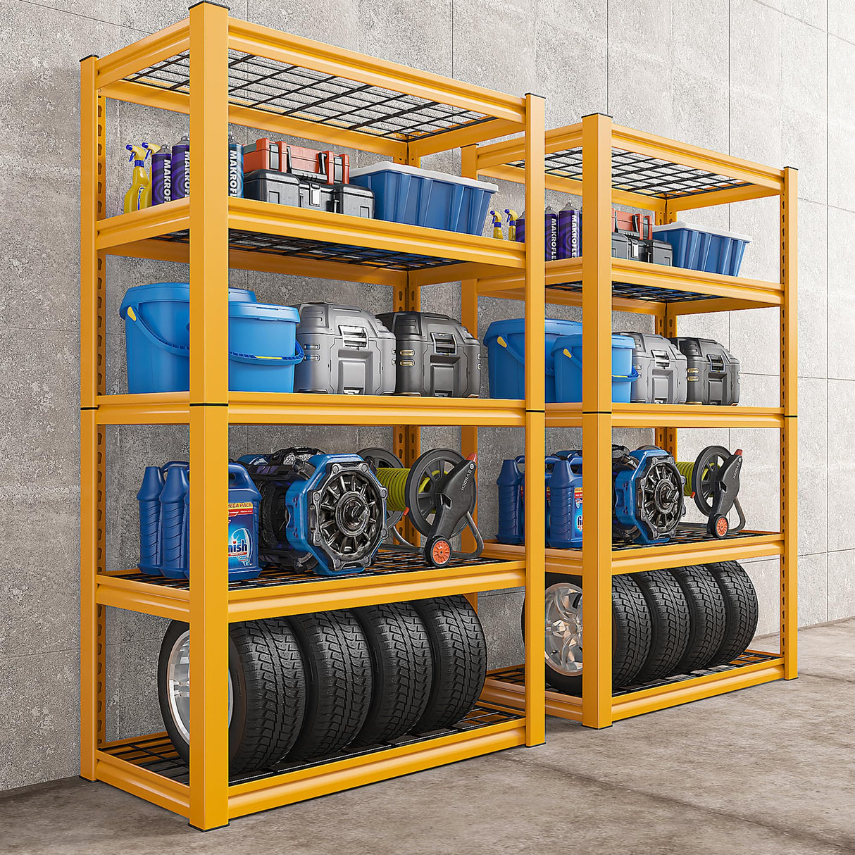 REIBII 72" H Garage Shelving Heavy Duty 2000LBS Garage Storage Shelves Metal Shelving Unit 5-Tier Garage Shelves for Storage Rack Shelf for REIBII