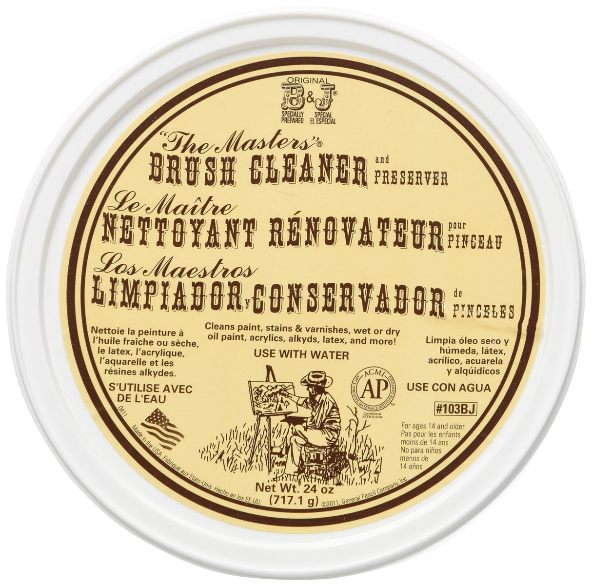 General Pencil 103-BJ The Masters Brush Cleaner and Preserver Tub, 24-Ounce General Pencil