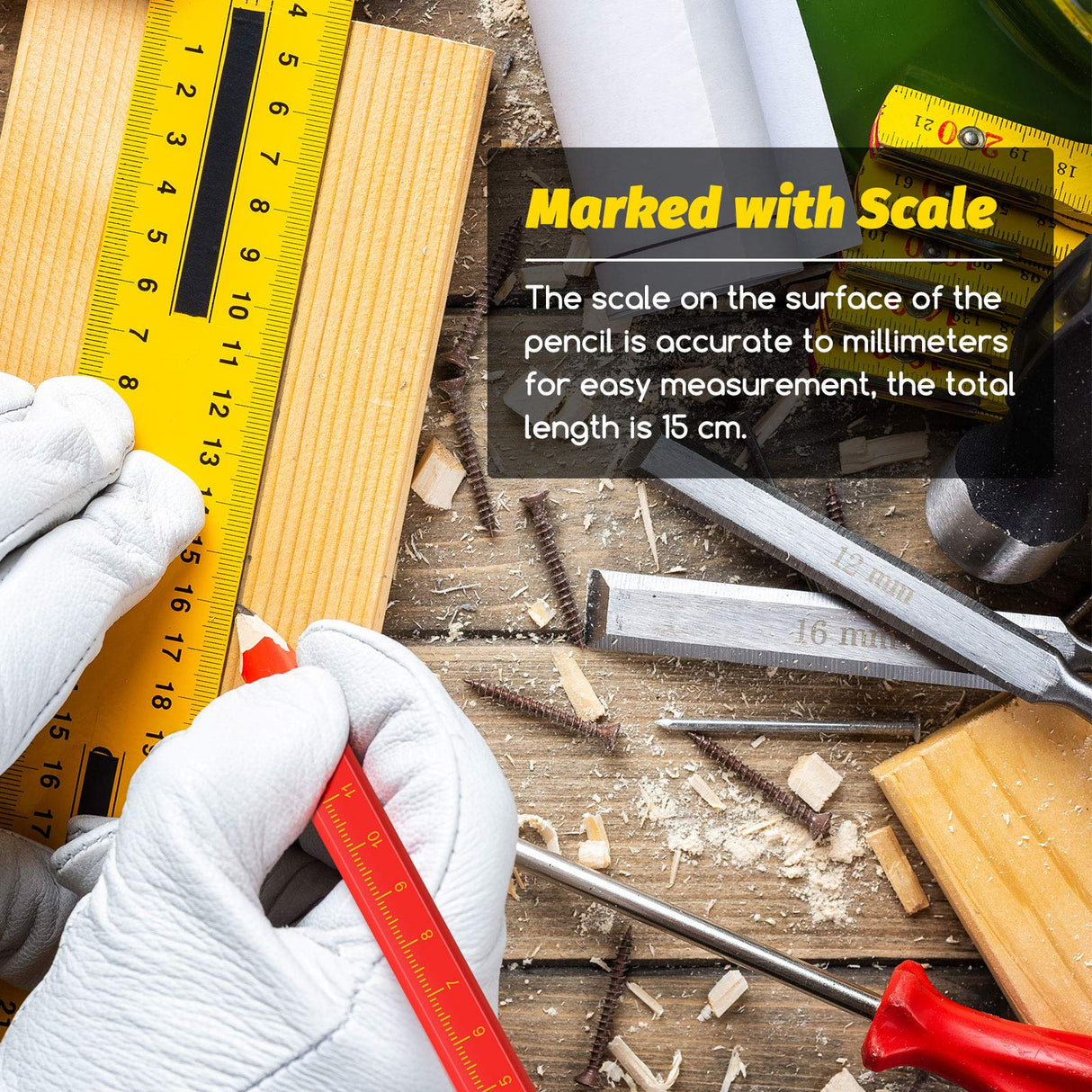 Zonon 100 Pieces Carpenter Pencils, Octagonal Red Hard Black Carpenter Pencils Construction Pencils for Woodworking Marking and Concrete Marking Zonon