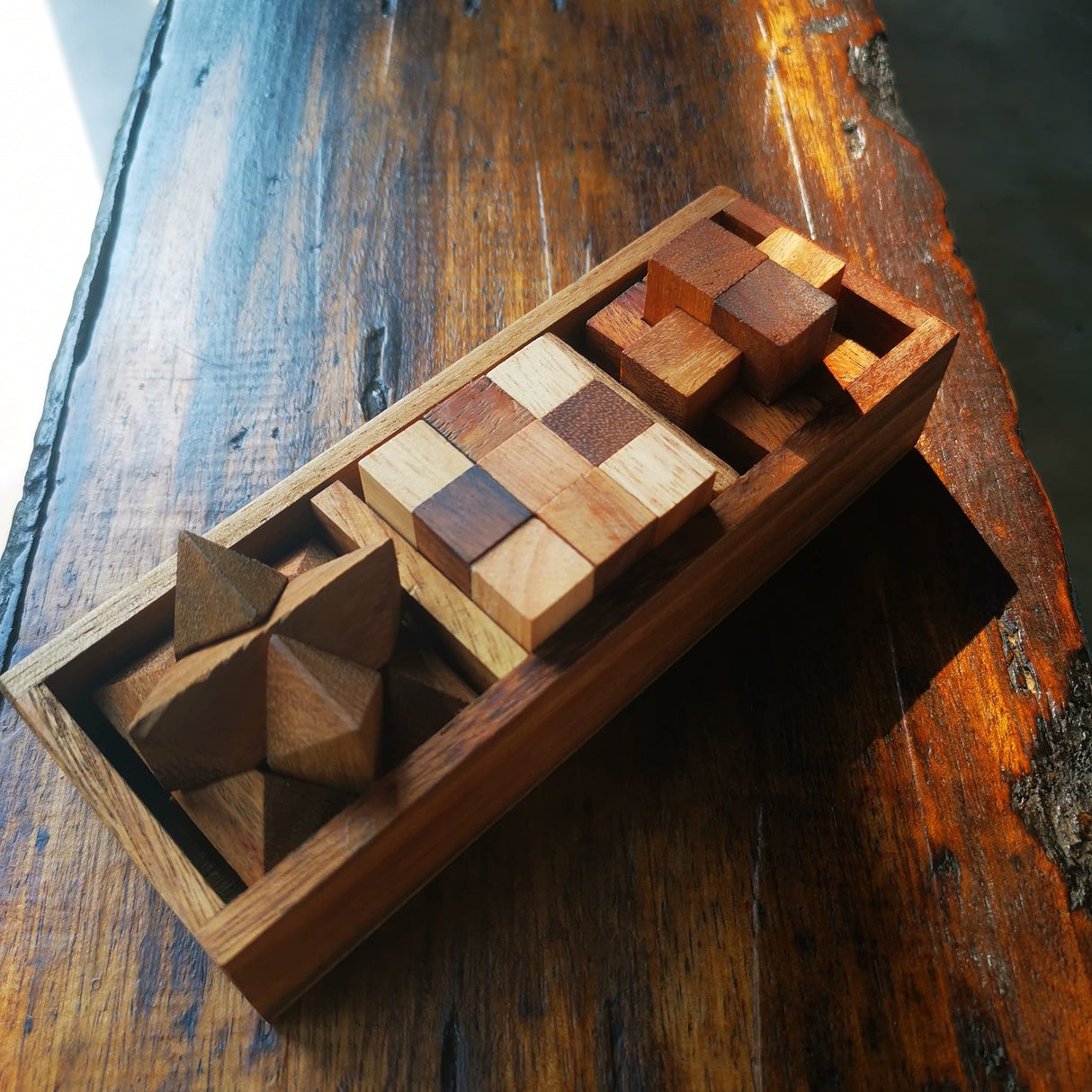 NUTTA - 3 in 1 Set Wooden Games Brain Teaser Wood Toy Desk Puzzle Coffee Table Decor Broad Game 3D Puzzles for Teens and Adults Fun Games Indoor NUTTA