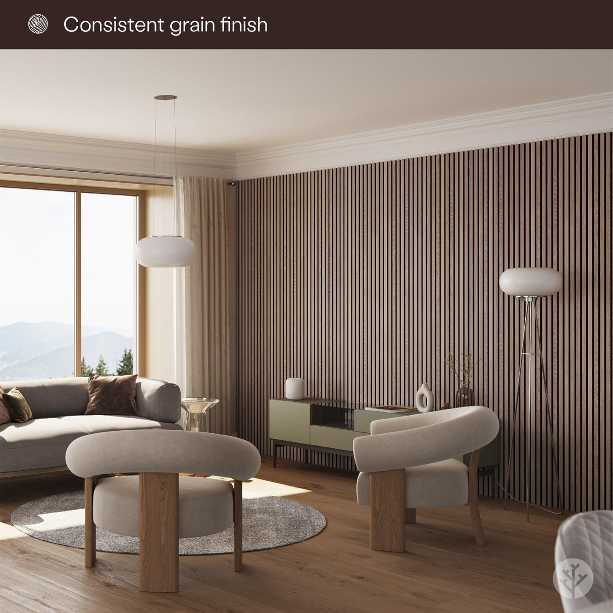 Bark & Bole Oak Luxury Wood Slat Veneer Wall Panel 94.49” x 12.6” Interior Sound Absorption Decor WVH