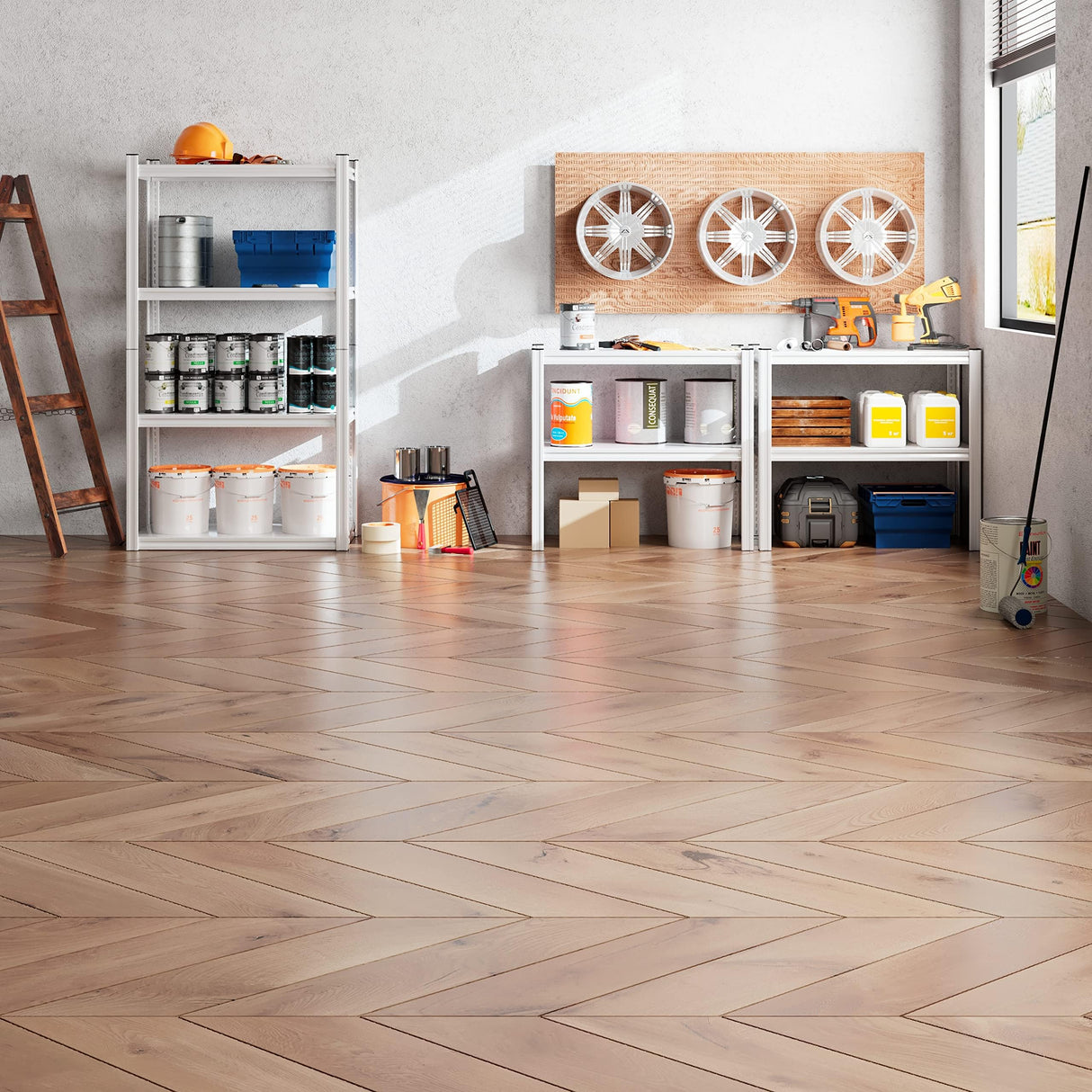 Raybee Storage Shelves Heavy Duty Garage Shelving Adjustable Metal Shelving Units and Storage Shelf 4 Tier Storage Pantry shelves for Closet kitchen Raybee