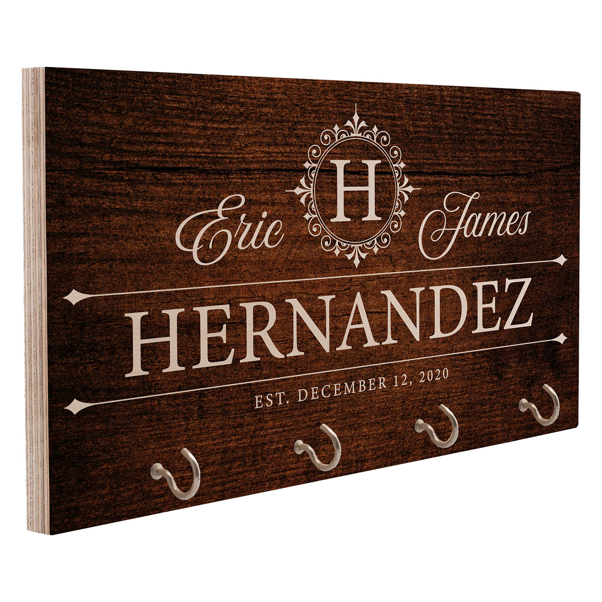 Zexpa Apparel Personalized Wood Key Hook for Couple Mr Mrs Customized Wooden Wall Key Rack, Custom Wedding Date Zexpa Apparel