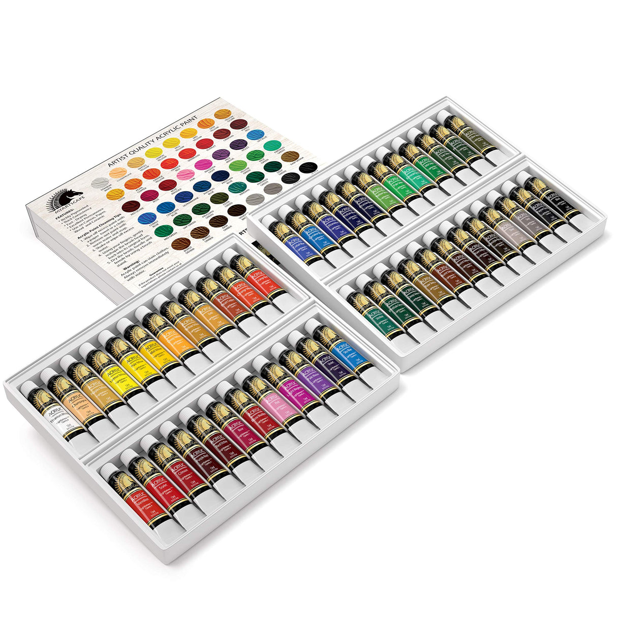 MyArtscape Acrylic Paint Set - 48 x 12ml Tubes - Lightfast - Heavy Body - Non Fading - Vibrant Colors - Artist Quality Painting Supplies - MyArtscape